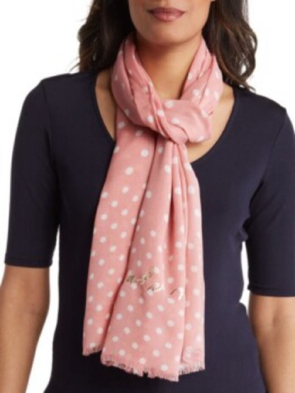 Kate Spade mixed dot oblong scarf-butterfly pink-NWT